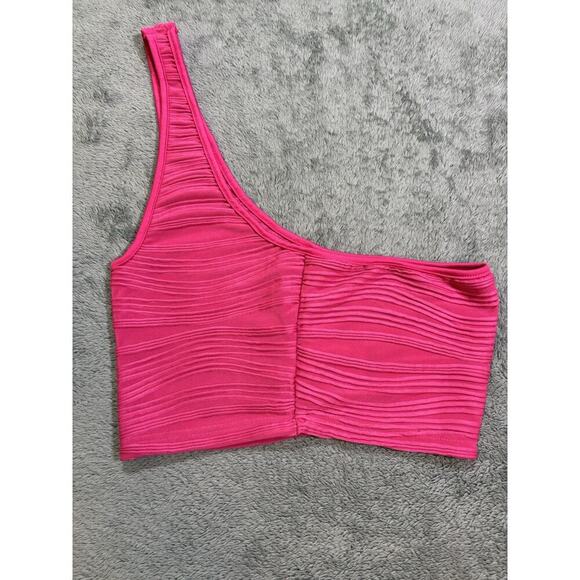 Lishly Tops - Lishly Pink Knit One Shoulder Cropped Sleeveless Tank Top Size S